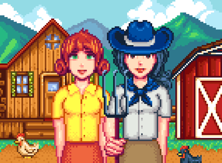 Illustration of characters from the game, Stardew Valley